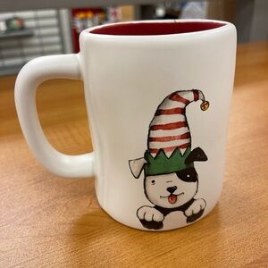 Rae Dunn Christmas Dog Santa’s Little Helper Holiday Ceramic Coffee Mug NWT